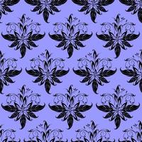 padrão gráfico preto sem costura sobre fundo azul, azulejo de ornamento floral, textura, design foto