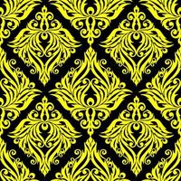 padrão gráfico sem costura, azulejo de ornamento floral amarelo sobre fundo preto, textura, design foto