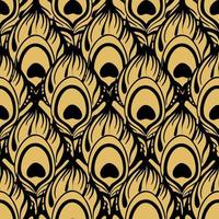pena de pavão dourada sem costura padrão com contorno preto, textura, design foto