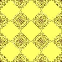 padrão gráfico sem costura, ornamento de azulejo marrom floral em fundo amarelo, textura, design foto