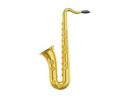 saxofone ouro metal, instrumento musical. renderização 3D. ícone no fundo branco. foto