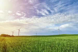 turbina eólica no campo. conceito de energia eólica foto