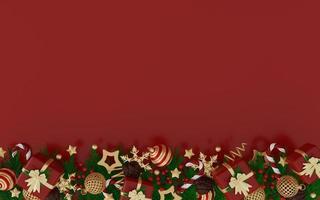 renderização 3D fundo vermelho de natal foto