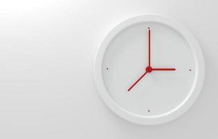 relógio de parede redondo clássico simples com sombras isoladas no fundo branco ilustração 3d foto