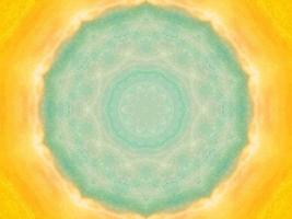 flor abstrata de fundo de caleidoscópio de luz amarela e azul colorida e padrão simétrico foto