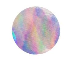 etiqueta de etiqueta de folha holográfica adesiva redonda em branco isolada no fundo branco foto