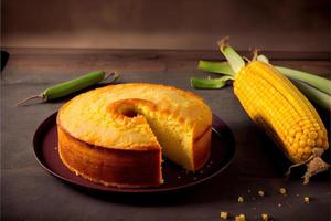 delicioso bolo de milho na mesa bolo típico brasileiro foto