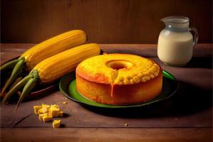 delicioso bolo de milho na mesa bolo típico brasileiro foto