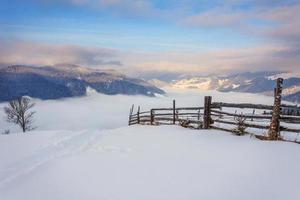 montanhas de inverno dos Cárpatos foto