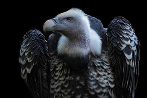 abutre-grifo de ruppell - ciganos rueppellii isolados em fundo preto foto