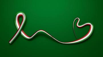 bandeira do irã resumo verde branco coração vermelho fita ilustração 3d foto