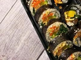 kimbap korea food flat lay imagem para o conceito de comida foto