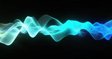 onda azul de fundo abstrato de ondas futuristas de alta tecnologia pontos partículas de pixel voando com efeito de brilho e desfoque de fundo foto