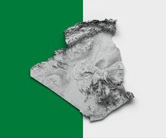 mapa da argélia mapa de altura de cor de relevo sombreado na ilustração 3d de fundo isolado foto