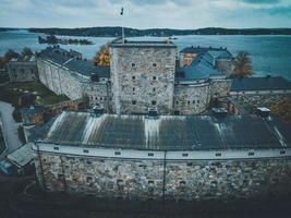 castelo de vaxholm por drone em vaxholm, suécia foto