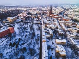 Uppsala, Suécia vista no inverno foto