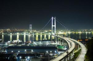 ponte ulsan e visão noturna de fábrica na coreia foto