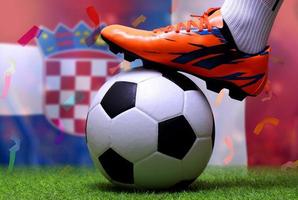 competição de copa de futebol entre a croácia nacional e a frança nacional. foto