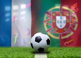 competição da copa de futebol entre a nacional frança e a nacional portuguesa. foto