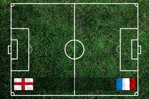 competição de copa de futebol entre a Inglaterra nacional e a França nacional. foto