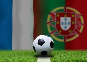 competição da copa de futebol entre a nacional frança e a nacional portuguesa. foto