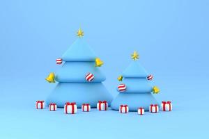 árvore de natal com estrela, sino e caixa de presente. feliz Natal e Feliz Ano Novo. foto