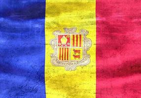 bandeira de andorra - bandeira de tecido acenando realista foto