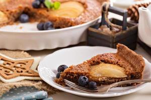 tarte de pêra frangipane de chocolate foto