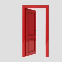 conjunto de ilustração de porta interior de madeira vermelha diferente aberto fechado isolado fundo branco foto