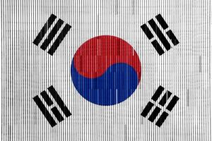 bandeira da coreia do sul em um plano de fundo texturizado. colagem de conceito. foto