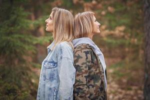 duas amigas ou casal lgnt em madeira foto