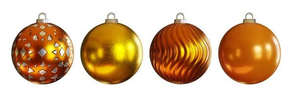 renderização 3D. bola de natal de ouro e prata realista isolada em fundo branco. foto