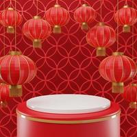 ano novo chinês simula pódios de cilindros, festivais chineses, modelo de pedestal vazio foto
