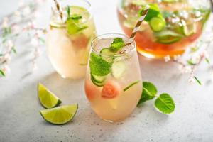 sangria de melancia e pepino com vinho branco foto