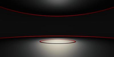 curva vermelha fundo do pódio círculo de luz neon escuro zen moderno abstrato base conceito estágio ilustração 3d foto