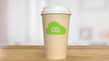 o ícone co2 na xícara de café para renderização em 3d do conceito ecológico ou ambiental foto