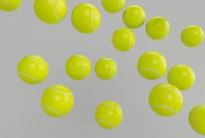 ilustração 3D renderizando uma bola de tênis mínima em fundo branco. foto