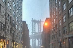 área de brooklyn dumbo durante a tempestade de neve foto