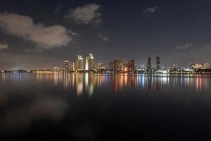 san diego, califórnia, eua horizonte do centro da cidade no embarcadero à noite. foto