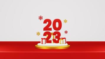 feliz ano novo 2023 composição de renderização 3d com ornamento para promoção de eventos mídias sociais e página de destino foto