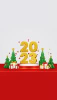 composição de renderização 3d feliz natal com ornamento para mídia social de venda de eventos e página inicial foto