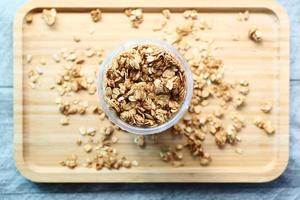 tiro de detalhe de granola musli em uma tigela, foto