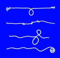 conjunto de nós de corda branca isolado fundo azul. coleção de corda realista para elementos de decoração foto