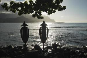 Pôr do sol sobre Hanalei Bay, Kauai foto