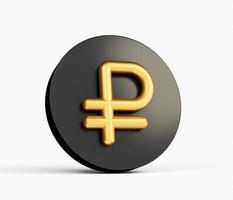 ouro e rublo preto rússia moeda dinheiro ícone sinal ou símbolo negócios e troca financeira ilustração 3d foto