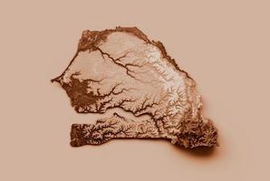 mapa do senegal em estilo antigo, gráficos marrons em um estilo retro estilo vintage. ilustração 3d alta e detalhada foto