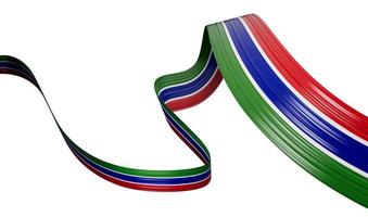 acenando a fita ou banner com bandeira da Gâmbia. ilustração 3d do dia da independência foto