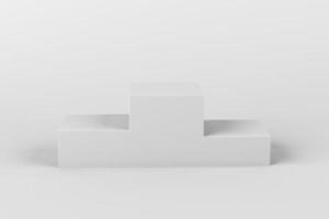 pódio de vencedores, pedestal isolado no fundo branco, pódio de premiação. ilustração de renderização 3D. foto