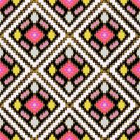 lindo bordado de malha tailandês colorido. padrão étnico oriental geométrico tradicional em fundo preto, cultura moderna de padrão de luxo tailandês com traçado de recorte, foto