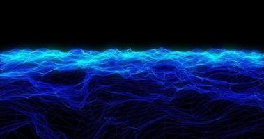 fundo abstrato com ondas mágicas de energia brilhante azul brilhante e linhas de triângulos foto